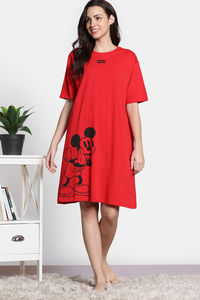 Zivame 2 Mile Fashion Knit Cotton Oversized Knee Length Loungewear Dress - High Risk Red — thumbnail 4